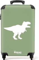 Bol.com NoBoringSuitcases.com® - Kinderkoffer jongen - Kindertrolley jongens - Groen met T-rex dino - Handbagage koffer lichtgew... aanbieding