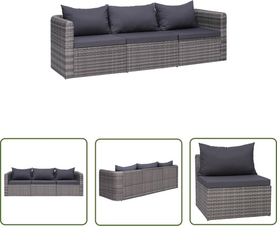 The Living Store Lounge set Grijs - Canapé d'angle gauche - Canapé d'angle droit - Canapé du milieu - 72 x 72 x 63 cm - Structure en acier robuste avec revêtement en poudre