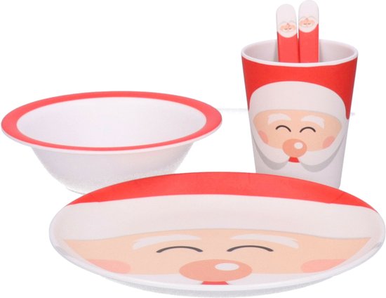 Nkaiso Kerstserviesset, 50 stuks, compleet met papieren artikelen, 10 borden van 23 cm, 10 borden van 18 cm, 10 bekers, 20 servetten voor kerstdecoratie - voor 10 gasten