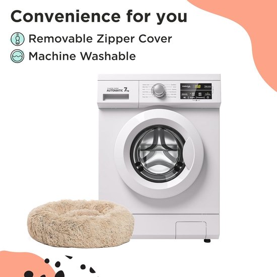 Hondenmand - Hondenkussen Rustgevende Donutmand voor Katten en Honden - Taupe - 76 x 76 cm - Machinewasbaar Verwijderbare Hoes met Rits - M