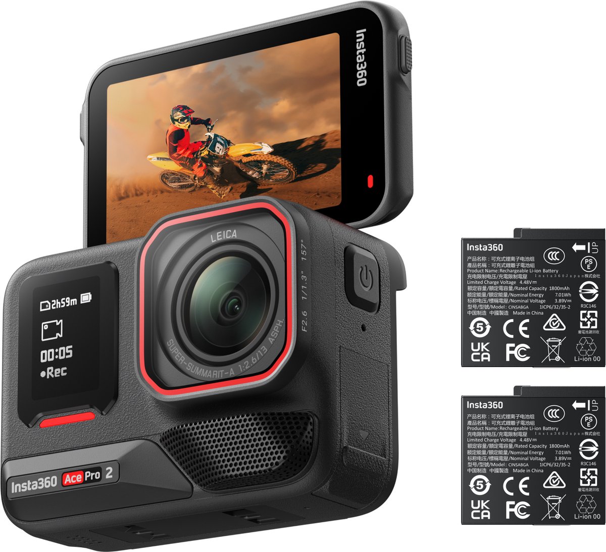 Insta360 Ace Pro 2 Dual Battery videocamera 2x 1800 mAh Accu