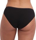Achterkant van een zwarte slip met een elastische tailleband.