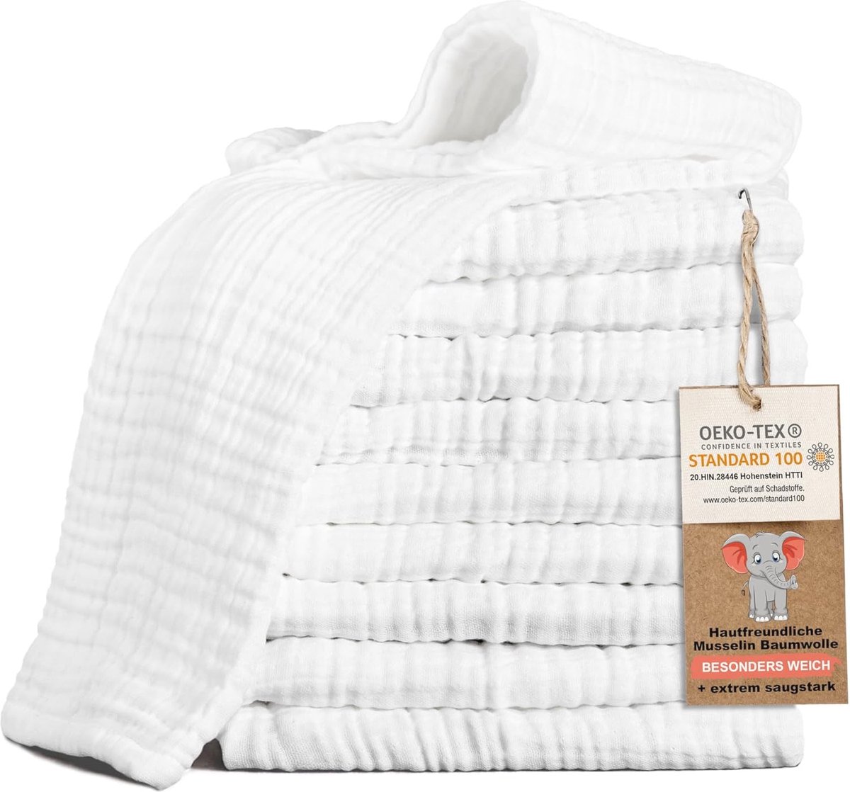 Goedkoopste Set van 10 Premium Mousseline Boerendoeken voor Baby - 100 Katoen - Zacht en Absorberend - Oeko Tex 100 - 30x50cm
