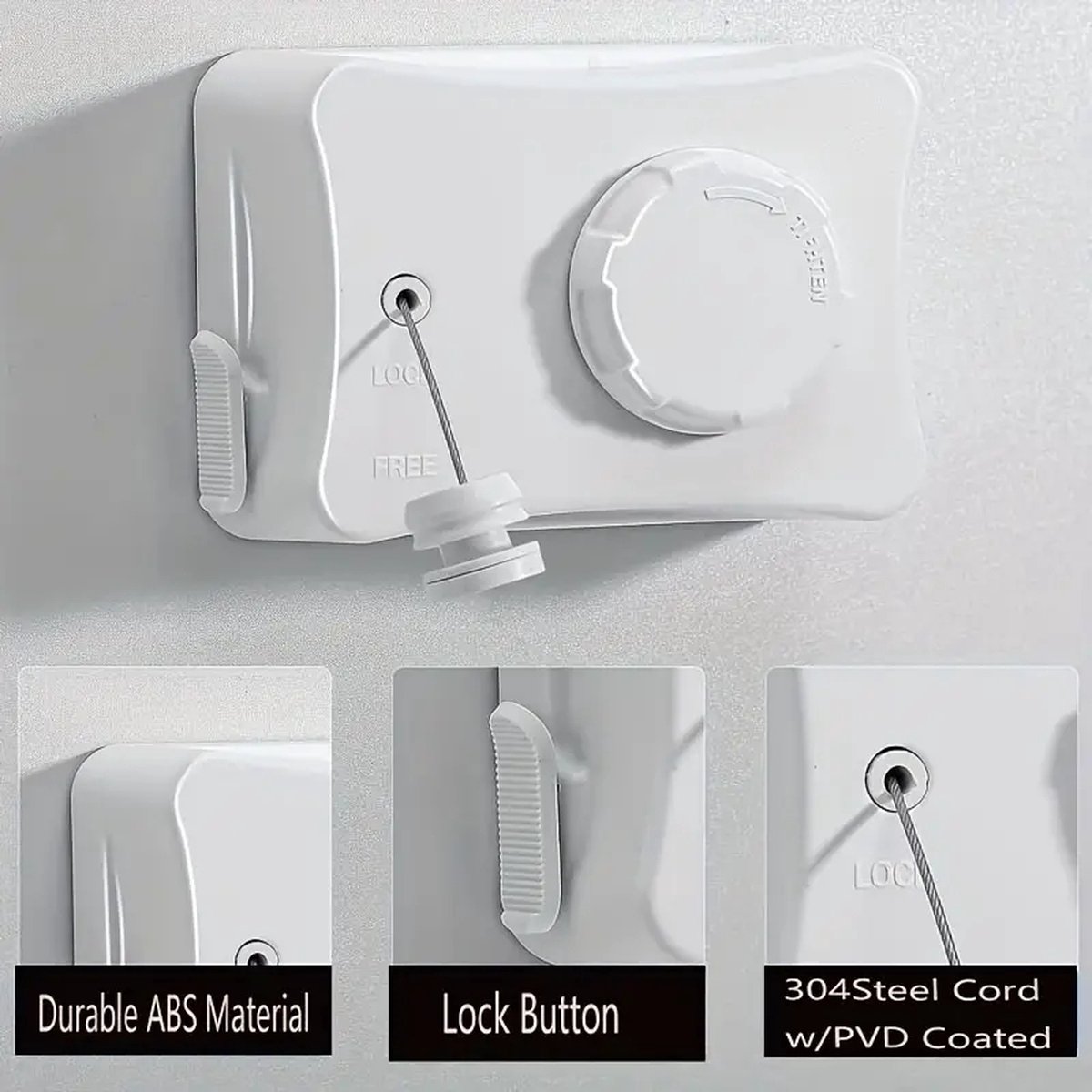 Goedkoopste Waslijn Uitschuifbare - 5.1m Roestvrij Staal, Onzichtbare Waslijn voor Binnen/Buiten voor Handdoeken & Dekbedden, Perfect voor Huurkamers & Balkons -Wit kleur