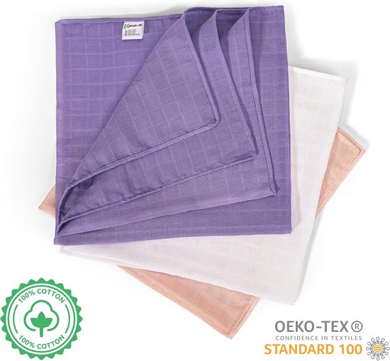 Zachte Musseline doeken voor baby's - Hydrofieldoeken, Spuugdoeken, Luiers - 3 stuks - 70 x 70 cm - Huidvriendelijk en Extreem Absorberend van Ilmaha — afbeelding 3