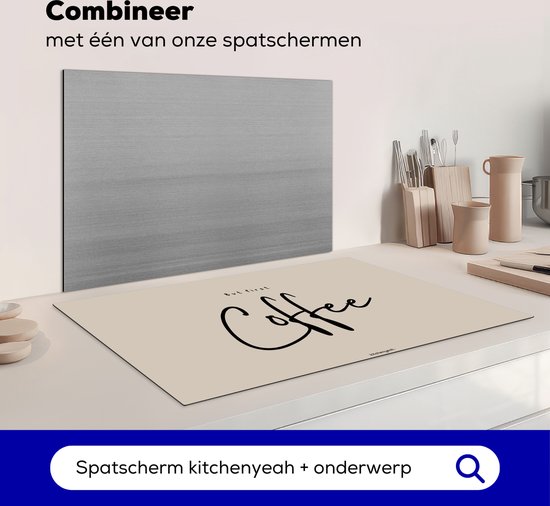 KitchenYeah® Protection plaque induction 83x51.5 cm - Beige - Citation - Mais d'abord le café - Protege plaque de cuisson - Couvre plaque induction - Protecteur d'induction - Cuisine