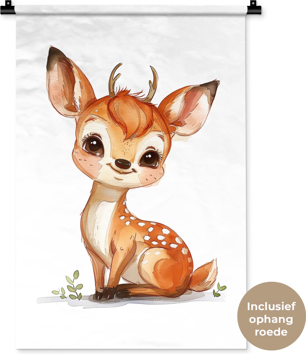 Wandkleed 60x90 cm - Wanddoek Hert - Baby - Dieren - Wandtapijt - Wandkleden