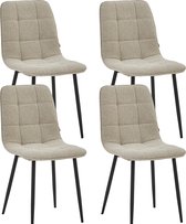 Bol.com Colenis® - Ela Eetkamerstoel - Set Van 4 - Beige - Bouclé - Industrieel aanbieding