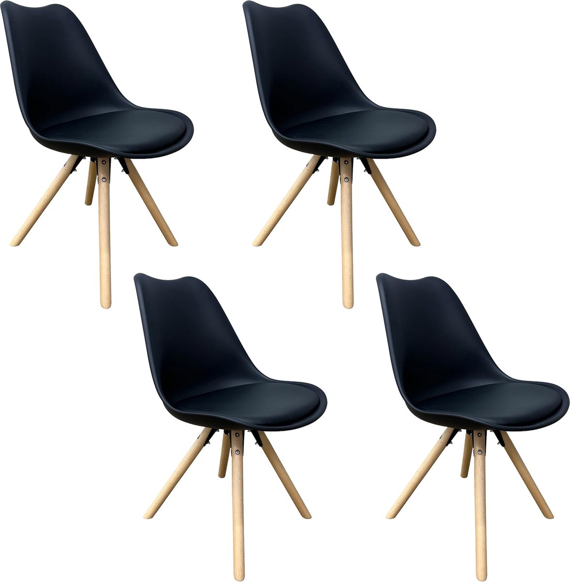 Lina® Bella Eetkamerstoelen - Set van 4 - Woonkamerstoel - Zwart