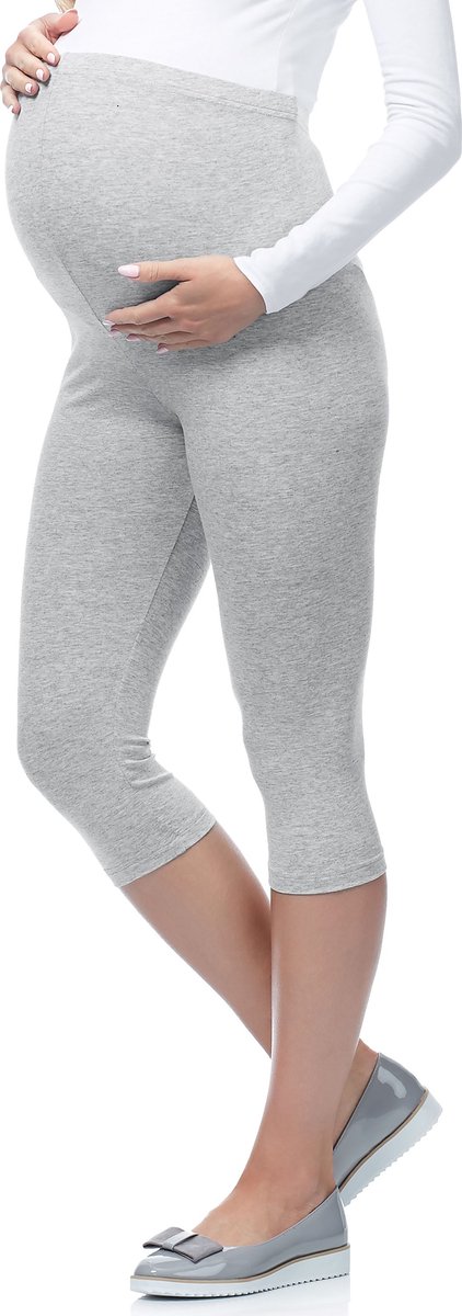Be Mammy Dames Leggings - Zwangerschapskleding - Capri - Viscose - BE-Leggings-03 - Melee - S