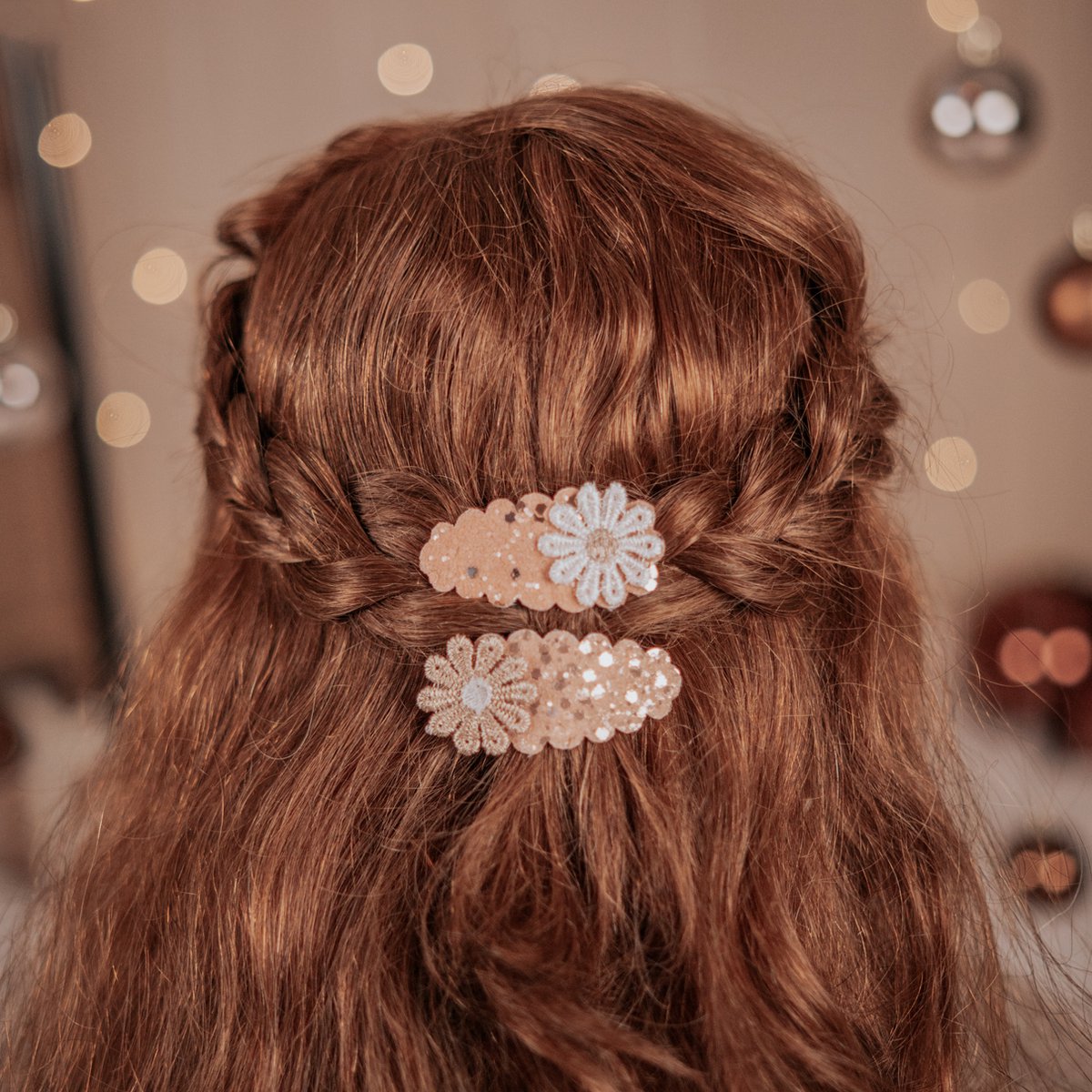 Haarspeldjes Meisje – Bloemen - Glitter - Roze - 2 stuks