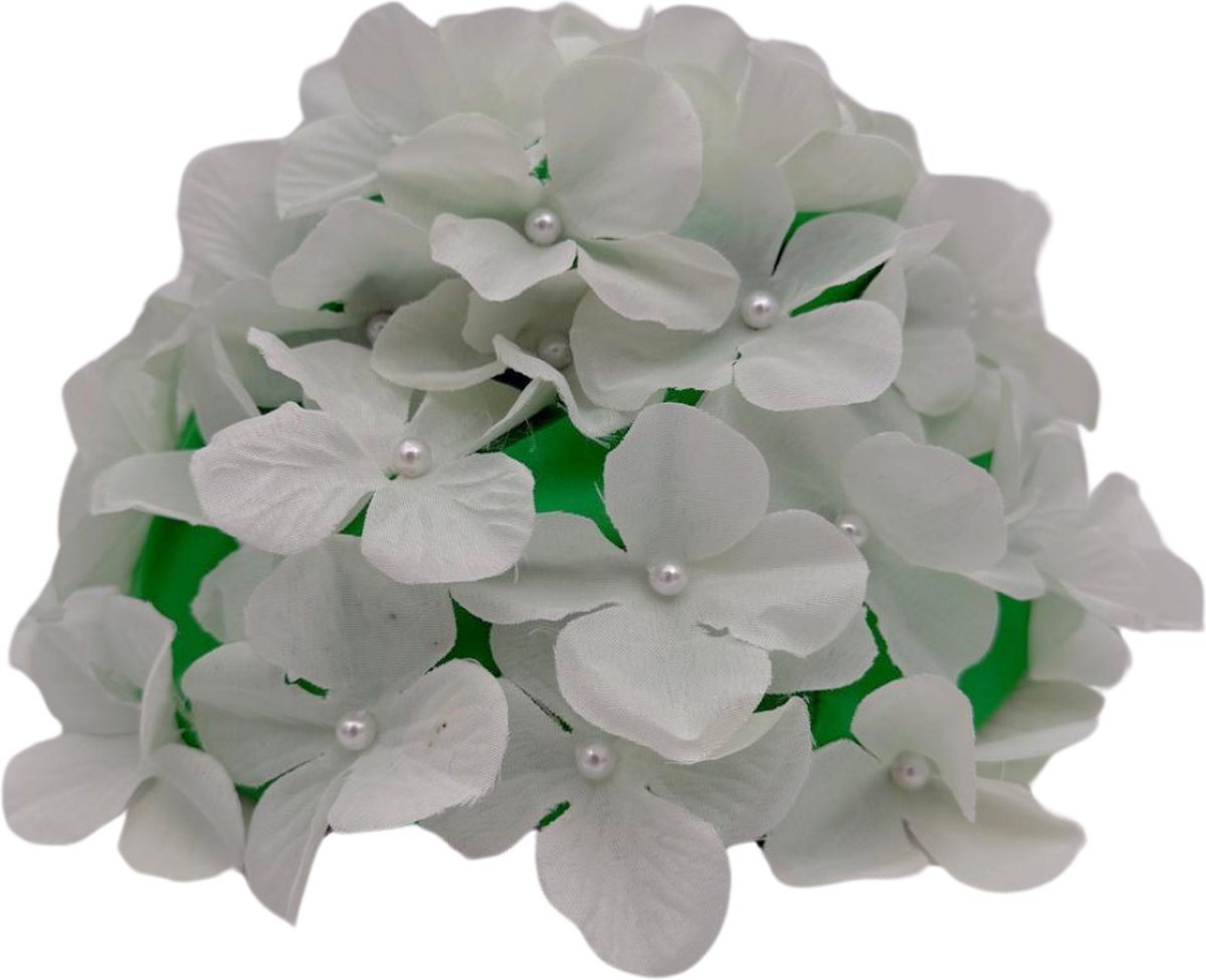 Winkrs | Groene Badmuts met Witte Bloemen en Parels | Douche accessoire, haarbedekking, douchecap, zwemmen — afbeelding 4