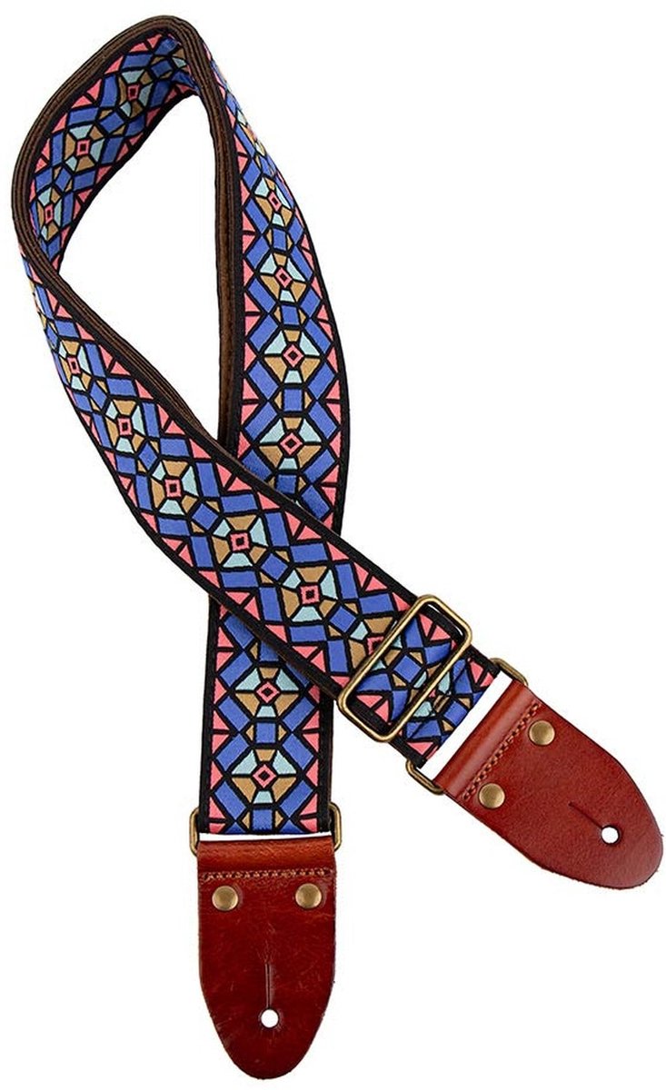 Gaucho GST-1282-2 Classic Jacquard Serie gitaarriem blauw/roze