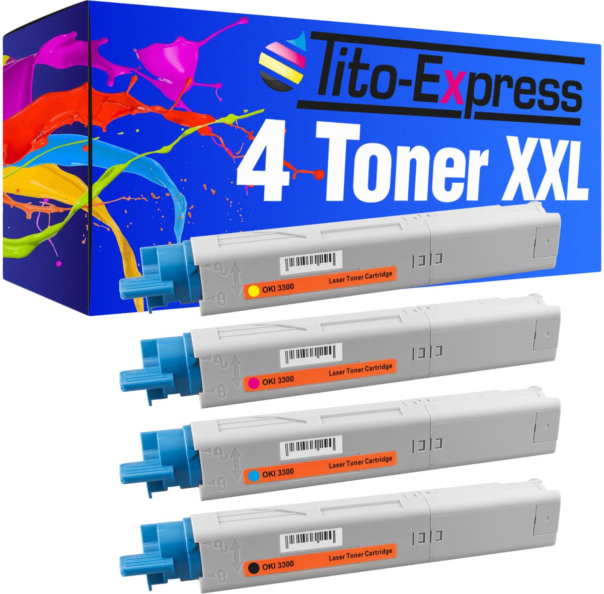 PlatinumSerie® set 4 toner XXL alternatief voor Oki C3300 black cyaan magenta yellow