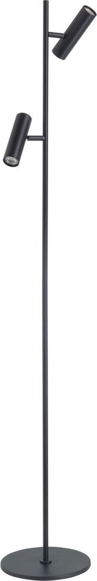 Lampe de lecture Trend moderne | lampadaire 2 lumières | Noir | métal | GU10 | 141 cm de hauteur | pivotant et inclinable | hall / chambre | design contemporain | commutable séparément