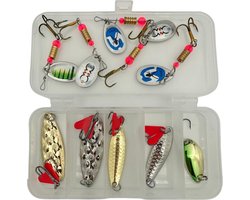 Set Blinkers in Doosje - 10 stuks - Snoek, Forel & Baars vissen - Spinners Hengelsport - Kunstaas Roofvissen