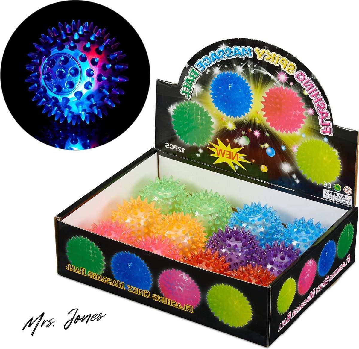 Mrs. Jones Led Egelbal 12 Stuks Set Met Noppen Lichtgevende Stekelballen Massagebal Ø 65 Cm Div. Kleuren .