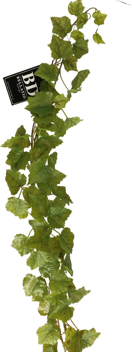 Bellatio Design kunstplant/hangplant slinger - Druivenblad/Vitaceae - groen - 180 cm lang - planten guirlandes Multi