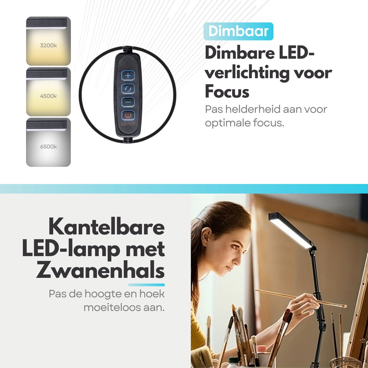 Sterla Verstelbare LED Bureaulamp - 3 Lichtstanden - Met Poot thumbnail 2