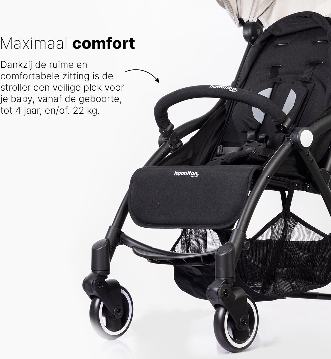 Hamilton by Yoop S1 Plus Buggy - MagicFold - Tot 22 kg - Compacte Wandelwagen - Inklapbare Plooibuggy - Reisbuggy - White Sand – foto 7