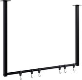 CLP Fenton Kledingstang - kledingstandaard - kledingroede - garderobestang - kleding stang - voor plafondmontage - met 6 haken - zwart