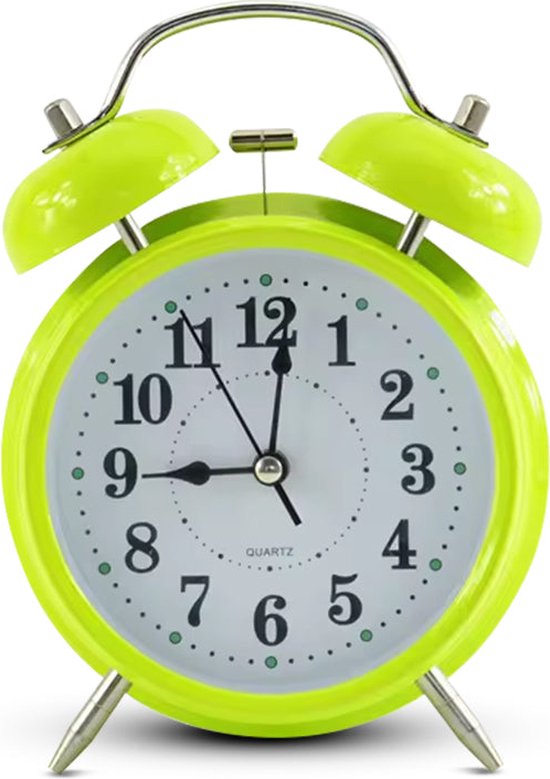 IvoQ Blauwe Retro Wekker - Metalen Dubbele Bel - Luid Alarm - Stille Nacht