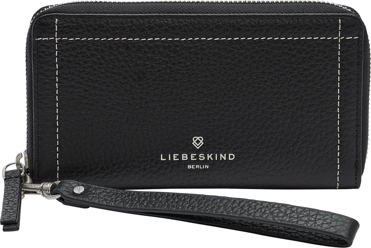 LIEBESKIND BERLIN Leren Kaarthoes Geri Vivian Zip Around Wallet Black Zwart