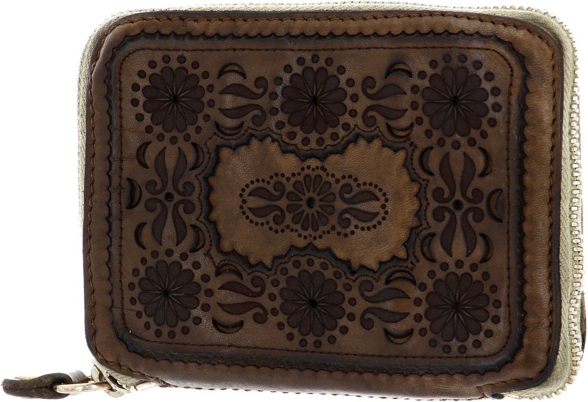 CAMPOMAGGI Leren Portemonnee Wallet Verde Militare Olijfgroen