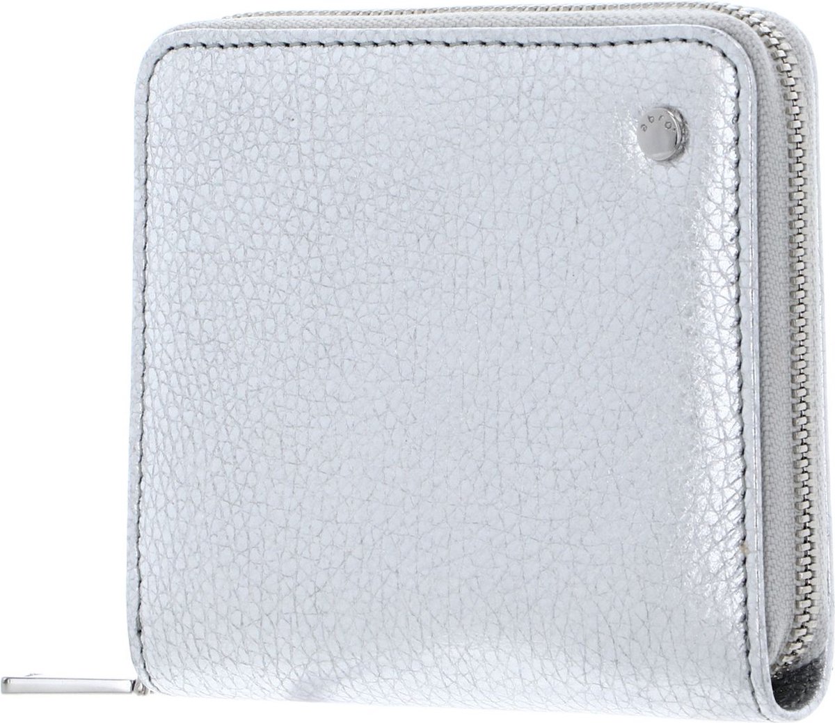 abro Leren Portemonnee Leather Shimmer Zip Wallet Silver Zilverkleurig