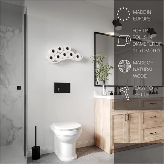 Toiletpapierhouder, houten plank, wolk toilet rolopslag, wandmontage zwevende rollen rek, unieke houders voor badkamer, TP-organizer (eiken