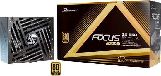 Seasonic FOCUS GX ATX 3 (2024) 850W - Alimentation ATX12V 3.1 - 80 Plus Gold - 850 Watt - Modulaire - 100-240V - PFC actif - PCIe 5.0 - noir