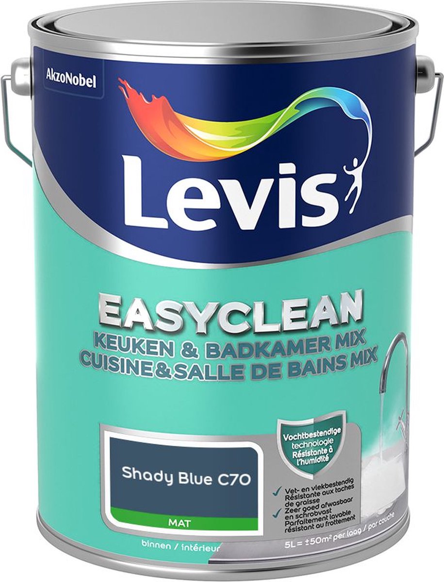 Levis - Easyclean Keuken & Badkamer Mix - Shady Blue C70 - Mengverf - 5 L