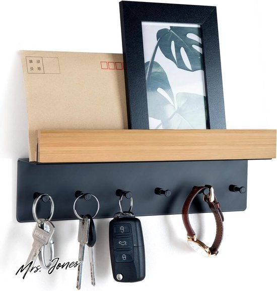 JiangLin Sleutelrek van hout met plank, witte sleutelhouder