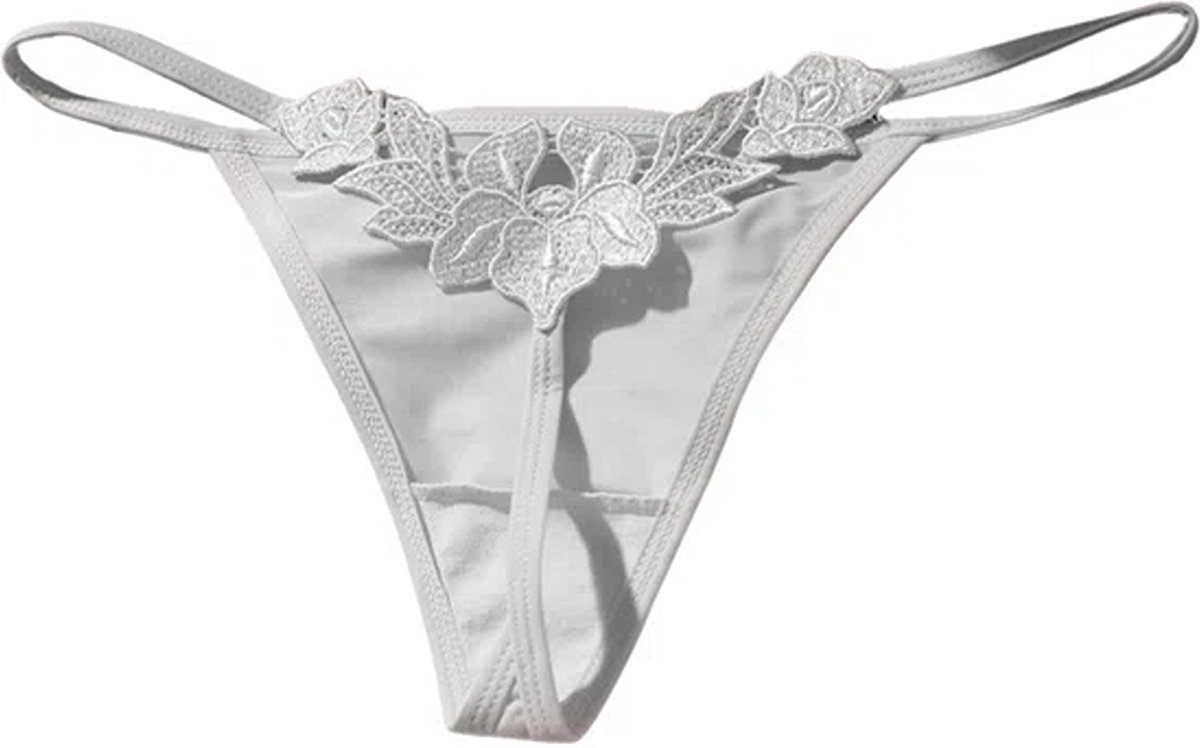 Knaak Dames String Wit - Luxe Design met Kant - Erotische Lingerie - Dames - Ondergoed - Maat M