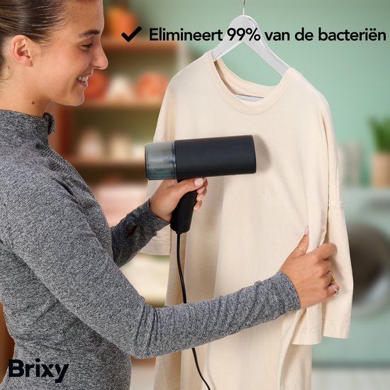 Brixy Kledingstomer - Krachtige Handstomer - Stoomapparaat Kleding En Meubilair - Incl Opbergtas - Antraciet