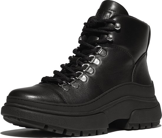 FitFlop Wylder Lace Up Boot - Cuir NOIR - Taille 37