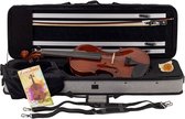 Leonardo LV-2034 viool set 3/4, massief, ebbenhouten fittings, Europees gevlamd esdoorn, incl. koffer en strijkstok