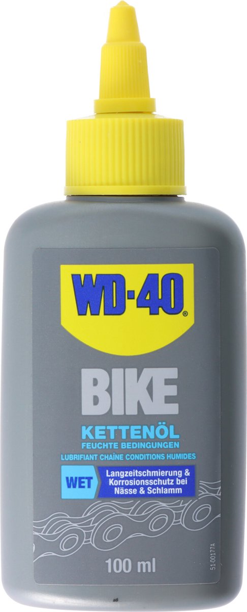 Goedkoopste WD-40 BIKE kettingolie, fietskettingolie voor natte omstandigheden, WD-40 WET, corrosiebescherming in natte en modderige omstandigheden
