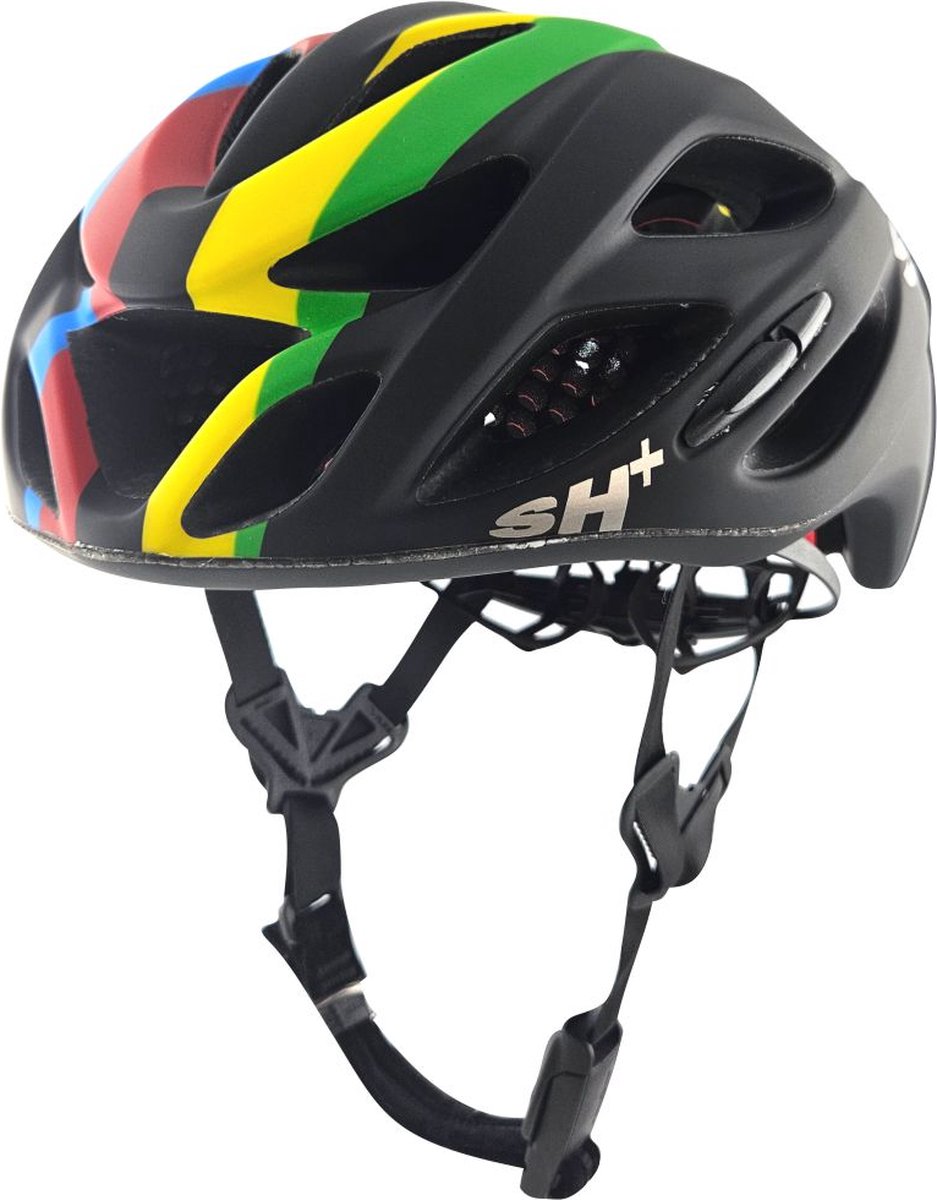 SH+ Fietshelm - SHIROCCO S-TECH - Unisex - Lichtgewicht 240 gram - 21 Ventilatiegaten - Gemaakt in Italië - Voor een hoofdomtrek van 53 tot en met 57 CM - Zwart Multi kleur