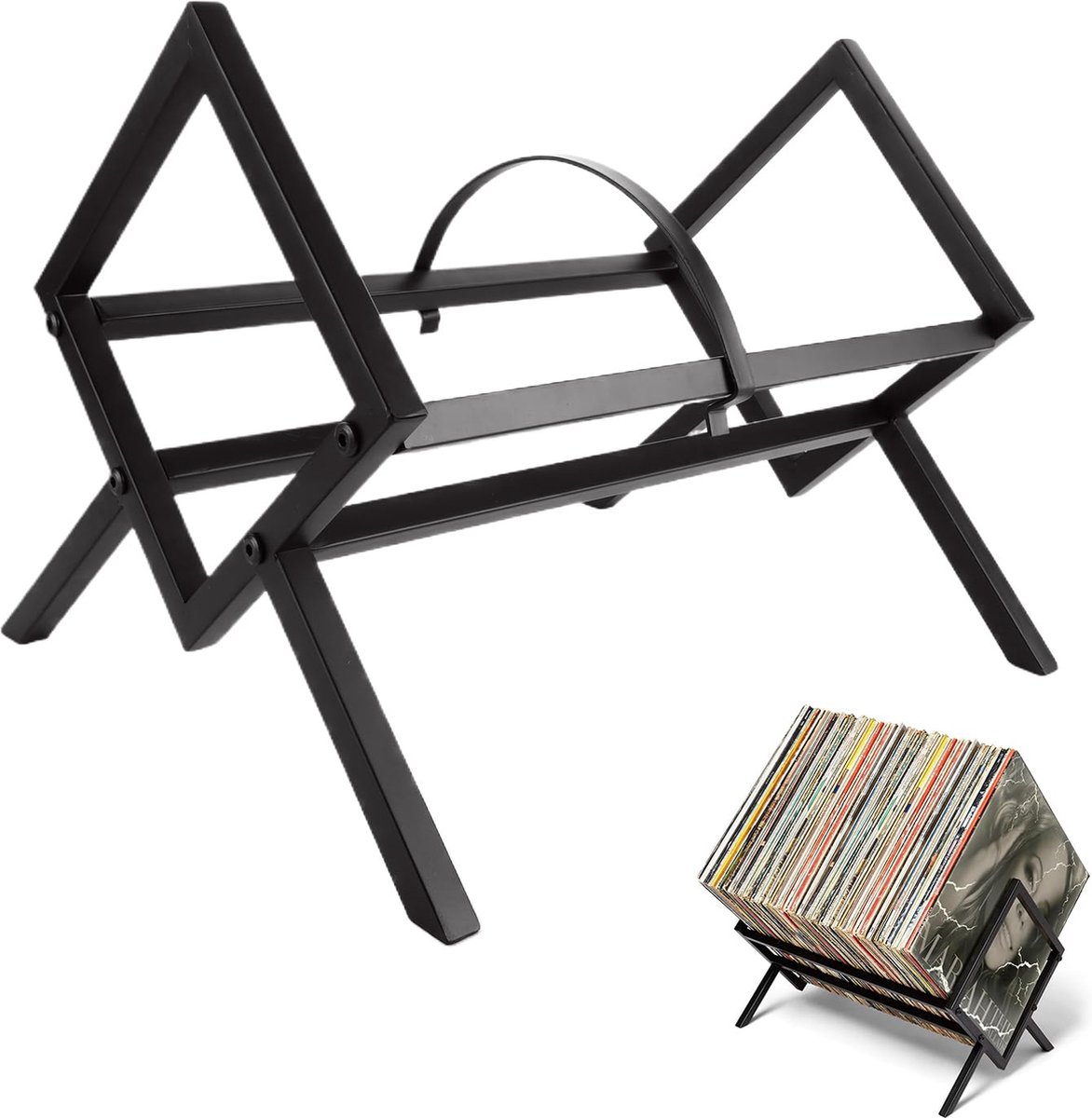La'Moussawi ® Stijlvolle Metalen Vinylplatenhouder met Grote Capaciteit voor 80-100 Platen