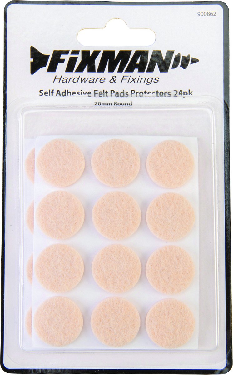 Fixman Zelf-klevende viltglijders, 24 pak 20 mm, rond