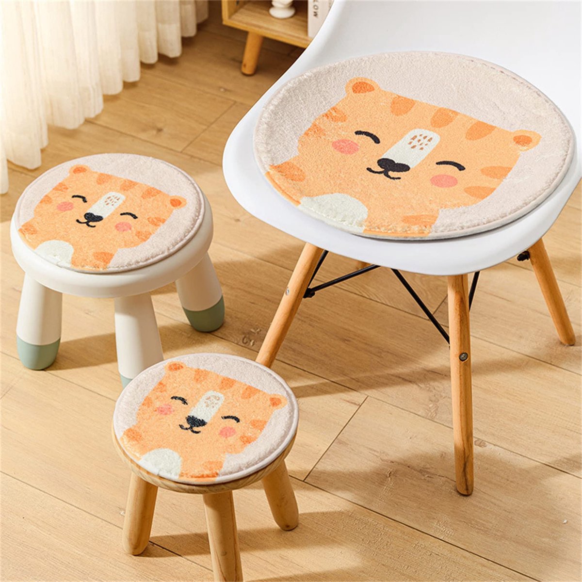 La'Moussawi ® Ronde Kinderstoel Zitkussen met Schattige Diermotieven voor Comfortabel Gebruik