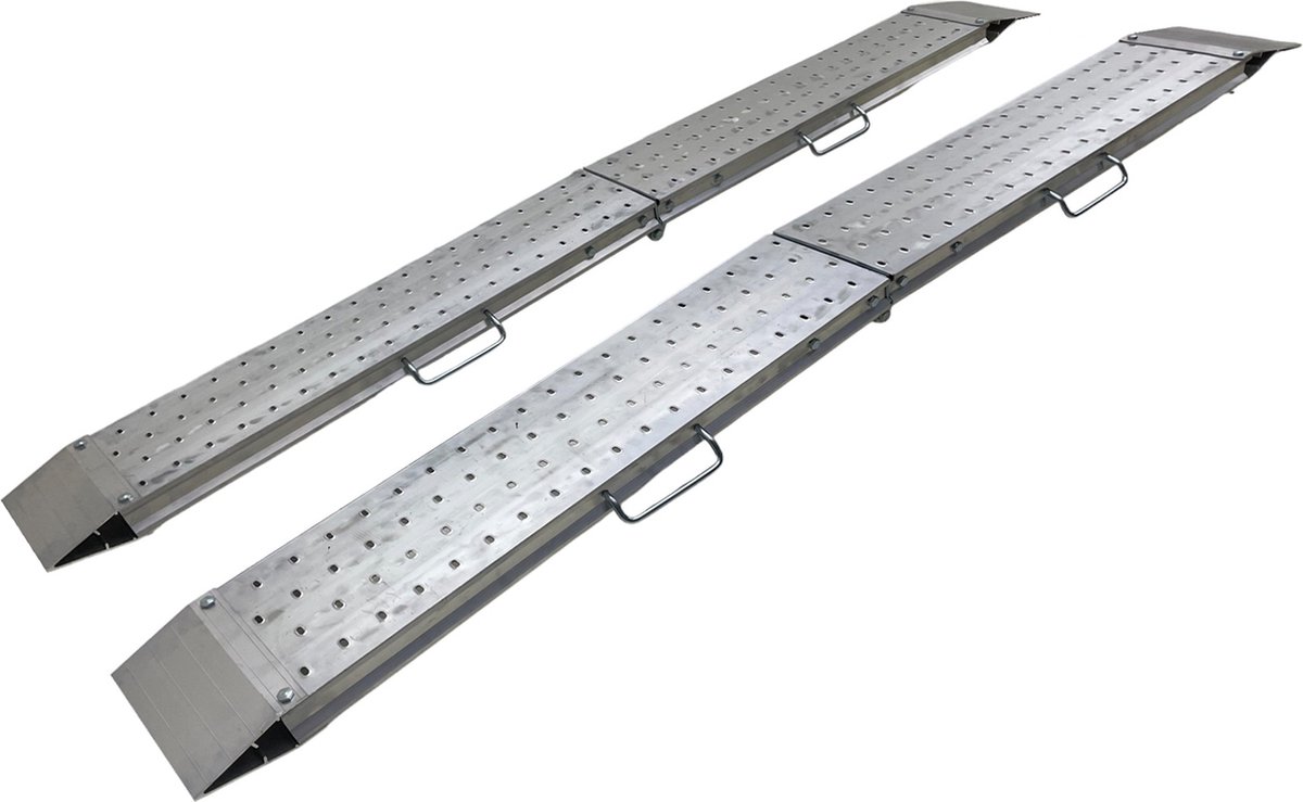 Set oprijplaten aluminium 1100kg 2440 x 240mm inklapbaar bruikbare breedte 220mm MW Tools SOP2400