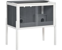Collox Hamsterkooi - Huisdierenkooi - Pawhut kooi - 2 Acryl schuifdeuren - 82x45x81 cm - Hout - Grijs/wit