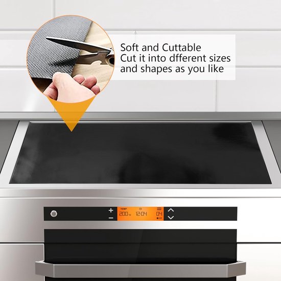 KITCHENRAKU KR Grote inductie beschermingsmat, doorzichtige siliconen inductiekookplaat, beschermingsmat (magnetisch), kookplaat-krasbescherming, multifunctionele siliconenmatten, transparant zwart