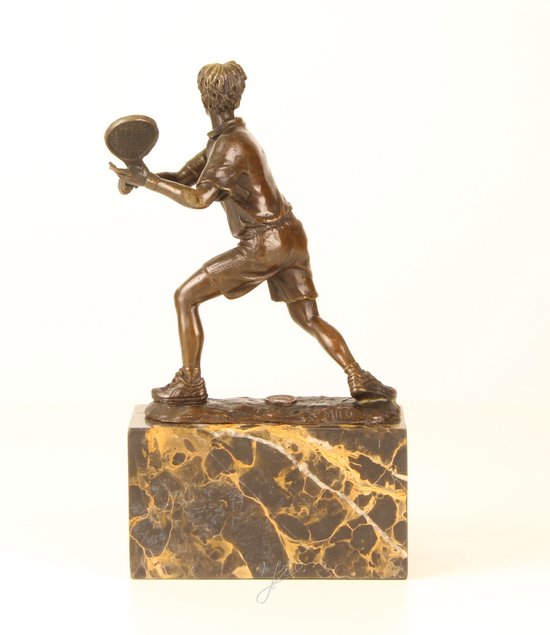 Sculpture de Tennis - Sculpture en bronze - Joueur de Tennis - Sculpture d’art - Sport de tennis - Bronze sur marbre - Décoration intérieure - 14x7x24