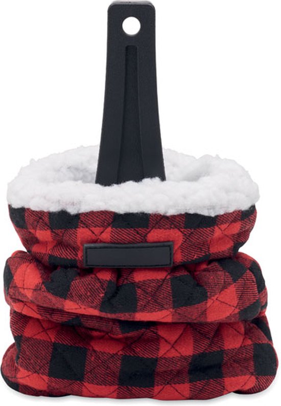 Grattoir à glace voiture - Essuie-glace - Grattoir à vitre - Accessoires de voiture - Grattoir à glace avec gant - À carreaux - Rouge/noir