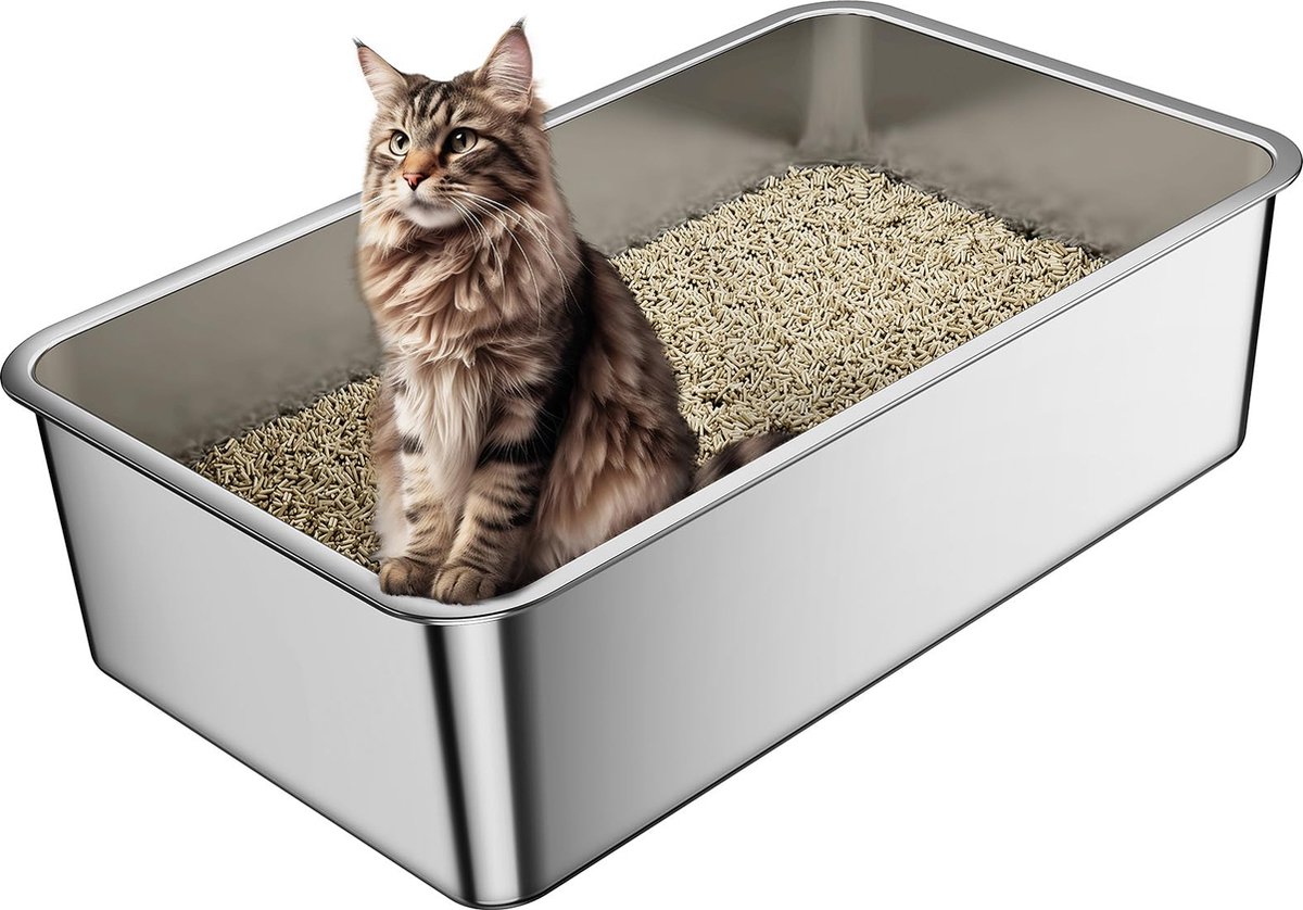 La'Moussawi ® Ruime en Hygiënische Dierenbak van Hoogwaardig Metaal voor Grote Huisdieren