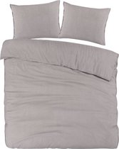 Droomtextiel Dekbedovertrek Flanel Grijs - Lits-Jumeaux 240x200/220 cm - Super Zacht