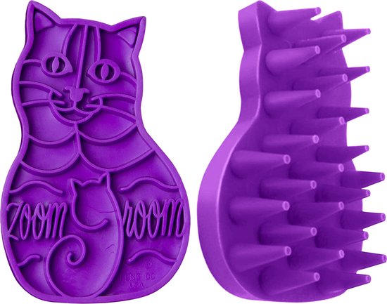 Kong Zoom Groom Kat Paars - Dierenborstel - Paars